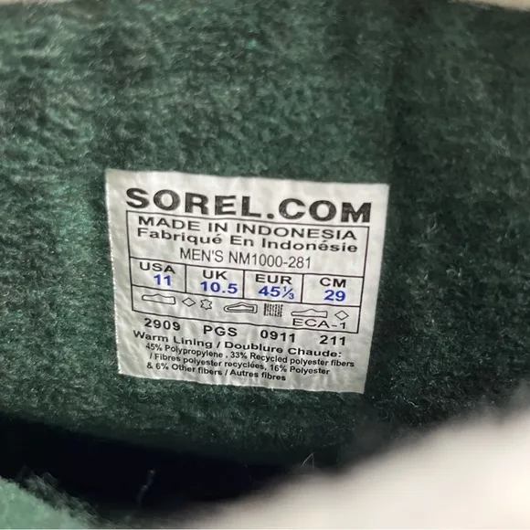 Sorel Caribou Winter Snow Boots Leather Waterproof Insulated NM1000-281 Men's 11