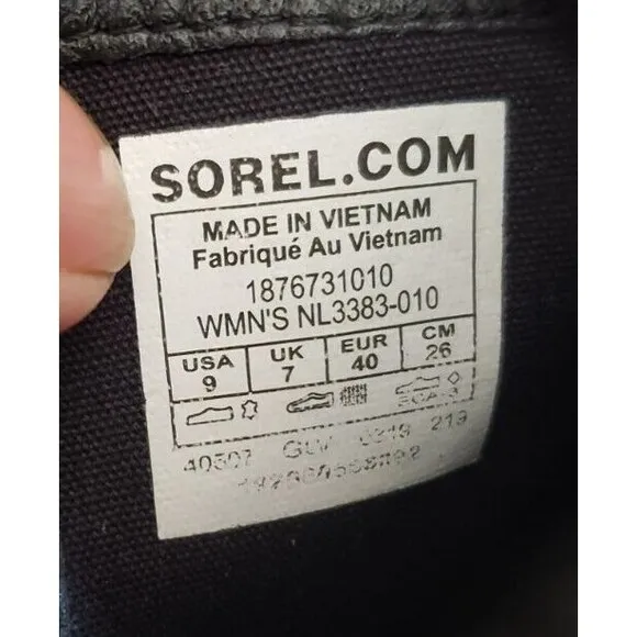 SOREL Cate Cut-Out Black Leather and Suede Waterproof Boots size 9