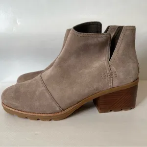 Sorel Cate Cut Out Chelsea Suede Leather Heeled Ankle Boots