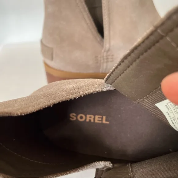 Sorel Cate Cut Out Chelsea Suede Leather Heeled Ankle Boots