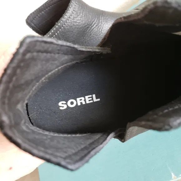 Sorel Cate Cutout Boots Black Leather Suede Waterproof Bootie 8.5