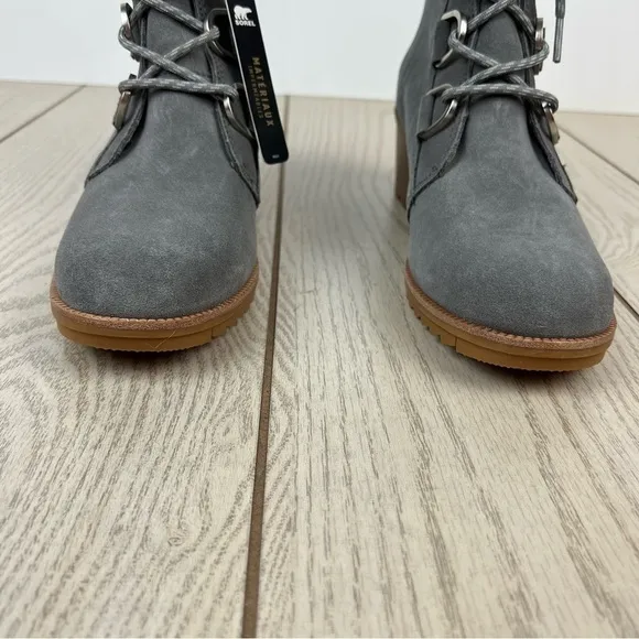 Sorel Cate Leather Lace-up Ankle Boots US9.5 Quarry (Grey) Gum 2 Waterproof $190