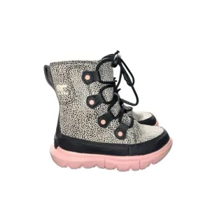 Sorel children girls 10 explorer lace pink black waterproof insulated boots