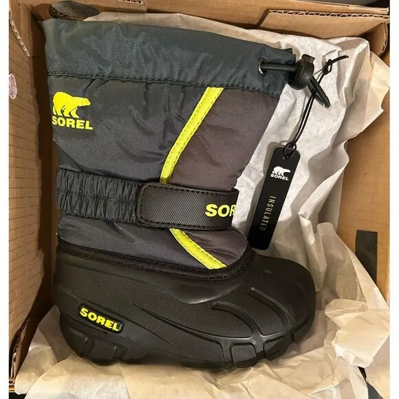Sorel Children's Flurry‎ Snow Boot in Spruce/Grill, Size 8 NIB