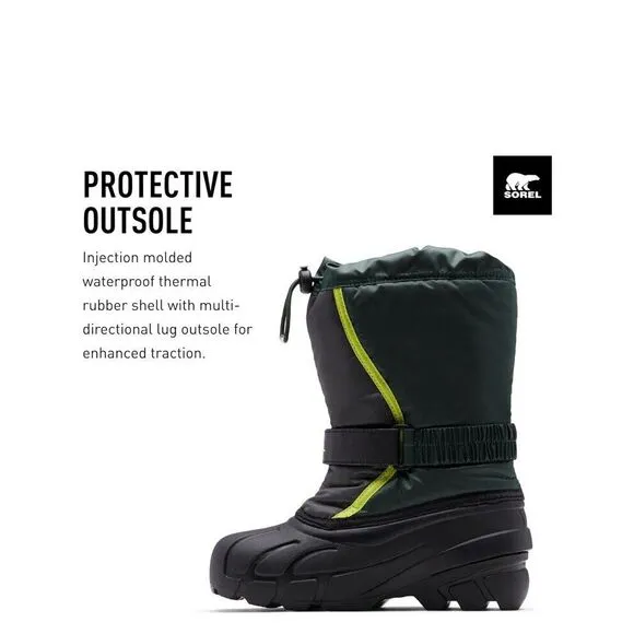 Sorel Children's Flurry‎ Snow Boot in Spruce/Grill, Size 8 NIB