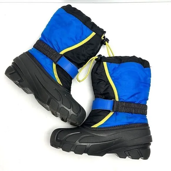 Sorel Children's Flurry Snow Boots Black Blue with Yellow Accents US 4 (22 cm)