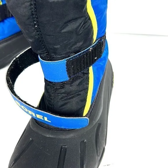 Sorel Children's Flurry Snow Boots Black Blue with Yellow Accents US 4 (22 cm)