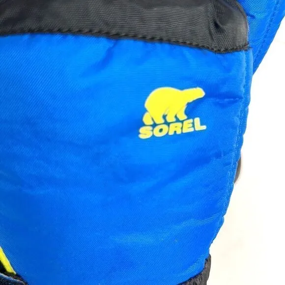 Sorel Children's Flurry Snow Boots Black Blue with Yellow Accents US 4 (22 cm)
