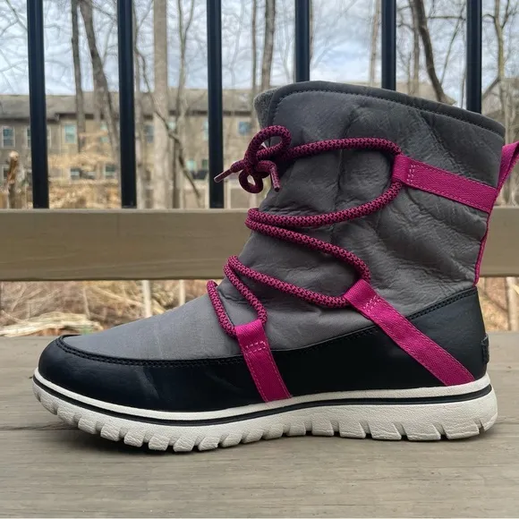 Sorel Cozy Explorer Gray and Pink Insulated Waterproof Boots size 10.5