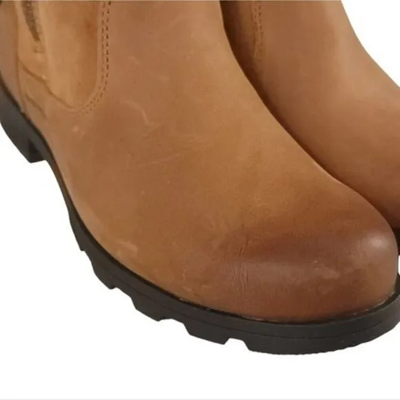 Sorel Emelie Foldover Casual Boots in Camel Brown Waterproof Leather Suede