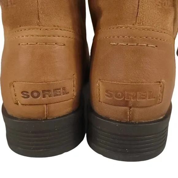Sorel Emelie Foldover Casual Boots in Camel Brown Waterproof Leather Suede