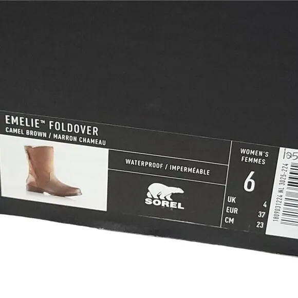 Sorel Emelie Foldover Casual Boots in Camel Brown Waterproof Leather Suede