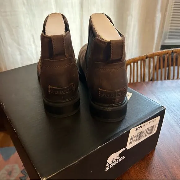 Sorel Emelie III Chelsea WP Booties Boots Tobacco Black Waterproof NEW Size 7