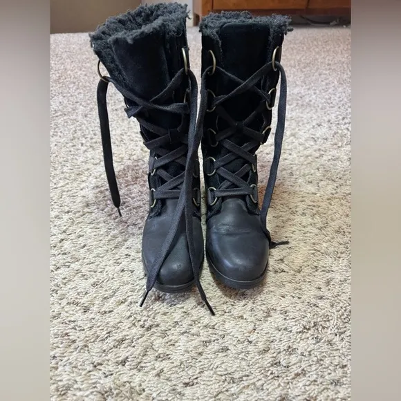 Sorel Emelie Lace Boots, Black, 7.5