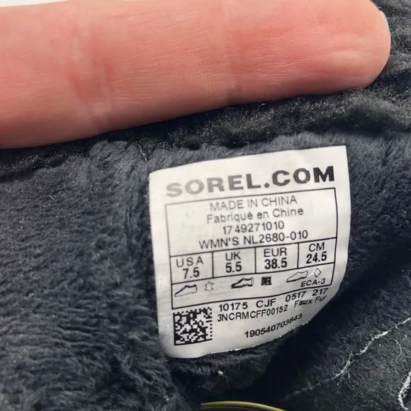 SOREL Emelie Lace Up Winter Boots Black Leather Waterproof Insulated Combat 7.5