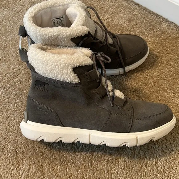 Sorel explore next carnival snow winter boots waterproof tan sea salt 9.5