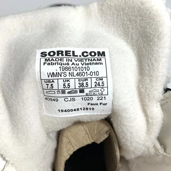 Sorel Explorer II Joan Cozy Boots Faux Fur Lace Up Booties Black Sea Salt NEW