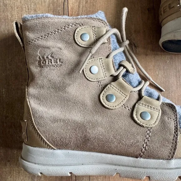 Sorel Explorer Joan Khaki Waterproof Light Rain/Snow Mid-Calf Boots Size 7