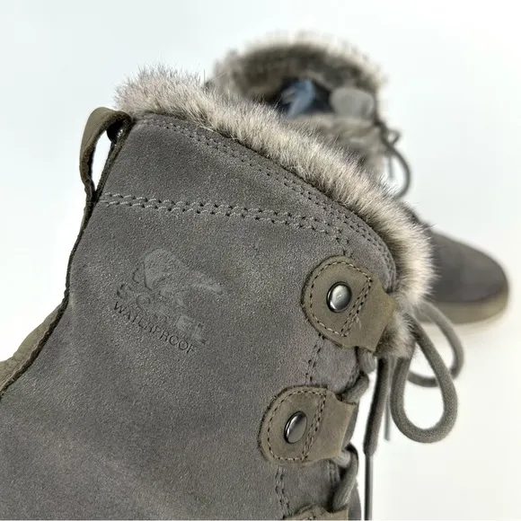 Sorel Explorer Joan Waterproof Suede Lace-Up Boots Grey Size 8
