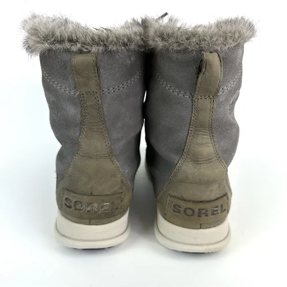 Sorel Explorer Joan Waterproof Suede Lace-Up Boots Grey Size 8