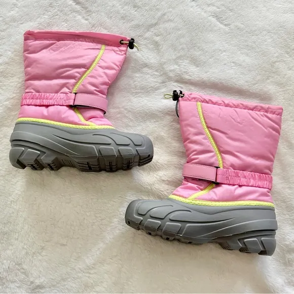 Sorel Flurry Winter Snow Boots Pink Gray Size 6 Big Kid