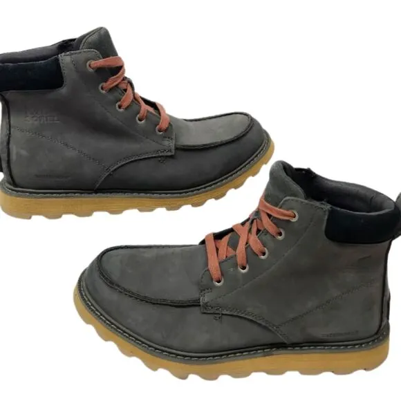 Sorel Gray &amp; Orange Lace up Waterproof Moc Toe Madison Leather Men's Size 11.5