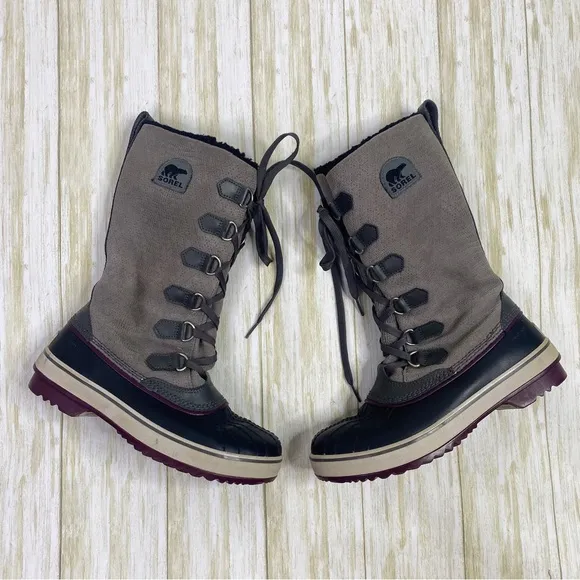 Sorel Gray &amp; Purple Tivoli High Snow Boots
