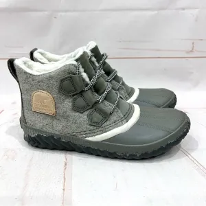 Sorel Grey Out N About Felt Sherling Fur Winter Snow Waterproof Rain Duck Boots