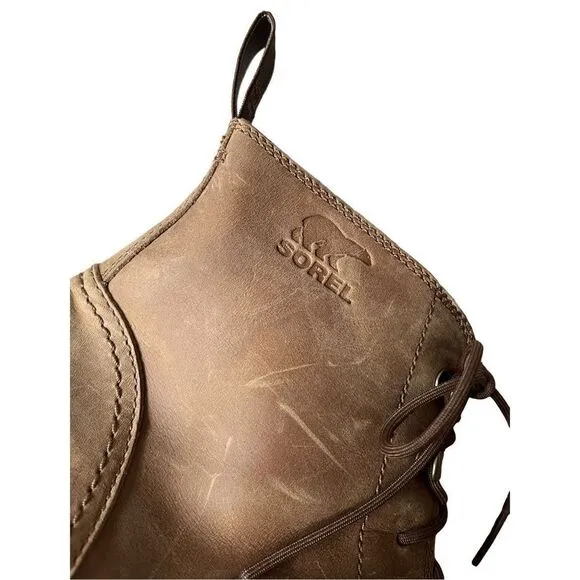 Sorel Hi-Line Heel Lace Boots size 12 Brown Chunky Leather