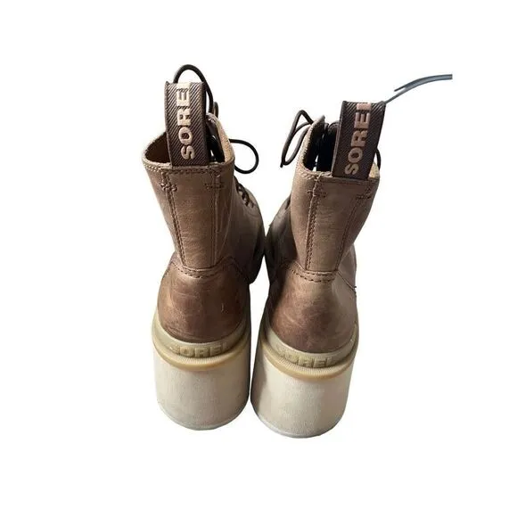 Sorel Hi-Line Heel Lace Boots size 12 Brown Chunky Leather
