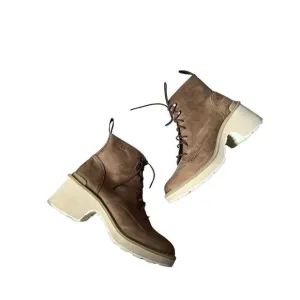 Sorel Hi-Line Heel Lace Boots size 12 Brown Chunky Leather