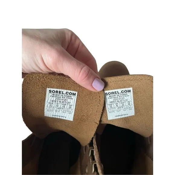 Sorel Hi-Line Heel Lace Boots size 12 Brown Chunky Leather