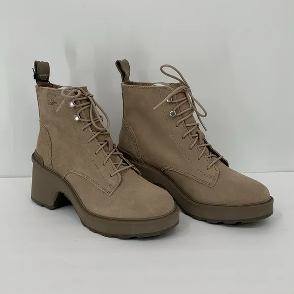 Sorel Hi-line lug boots suede leather waterproof chunky platform Taupe new 10