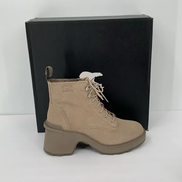 Sorel Hi-line lug boots suede leather waterproof chunky platform Taupe new 10