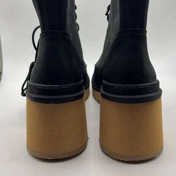 SOREL Hi-Line Heel Lace Chunky heel leather upper casual Boots NWB women 9