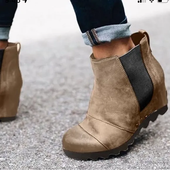 SOREL I Boots Wedge Lea Waterproof Size 9 Tan Black