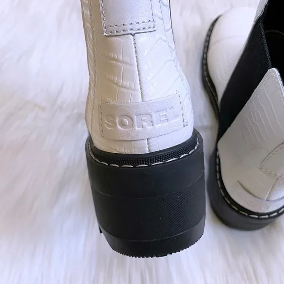 SOREL Joan Now Waterproof Chelsea White Leather Boots