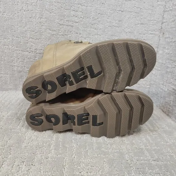 Sorel Joan Of Arctic II Womens Size 9 US Olive Green Leather Lace Up Wedge Boots