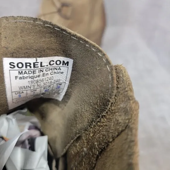 Sorel Joan Of Arctic II Womens Size 9 US Olive Green Leather Lace Up Wedge Boots
