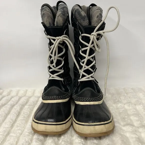 Sorel Joan Of Arctic Knit II NL2142-010 Women’s 9.5 Black Suede Snow Boots