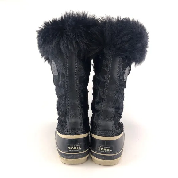 Sorel Joan of Arctic Reserve Black Cowhair Waterproof Winter Boots 8
