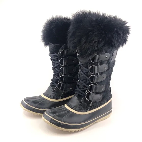 Sorel Joan of Arctic Reserve Black Cowhair Waterproof Winter Boots 8