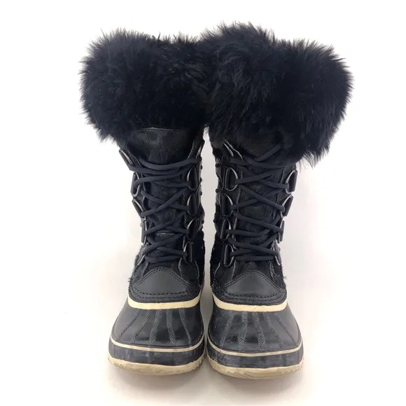 Sorel Joan of Arctic Reserve Black Cowhair Waterproof Winter Boots 8