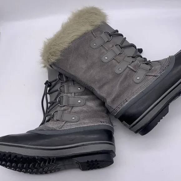 Sorel Joan of Arctic Snow Boots Quarry Suede Leather Winter Rubber Youth Size 3