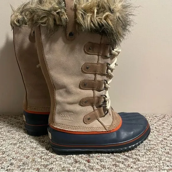 Sorel Joan Of Arctic Tan Waterproof Lined Shearling Winter Boots- Size 7