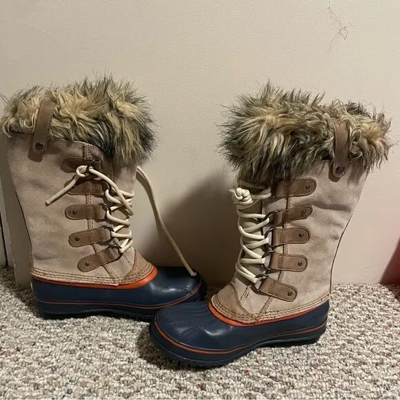 Sorel Joan Of Arctic Tan Waterproof Lined Shearling Winter Boots- Size 7