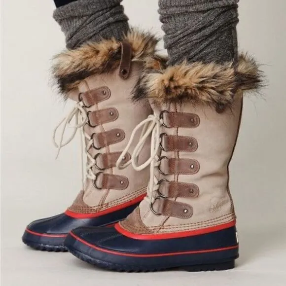 Sorel Joan Of Arctic Tan Waterproof Lined Shearling Winter Boots- Size 7