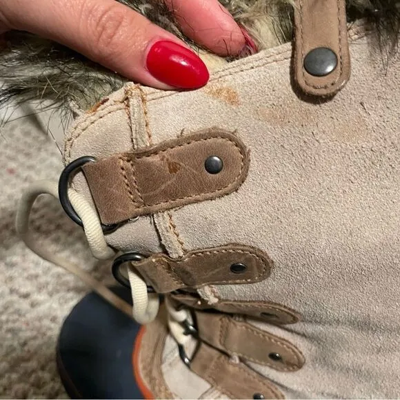 Sorel Joan Of Arctic Tan Waterproof Lined Shearling Winter Boots- Size 7