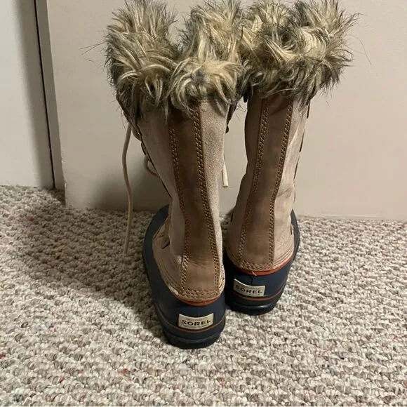 Sorel Joan Of Arctic Tan Waterproof Lined Shearling Winter Boots- Size 7
