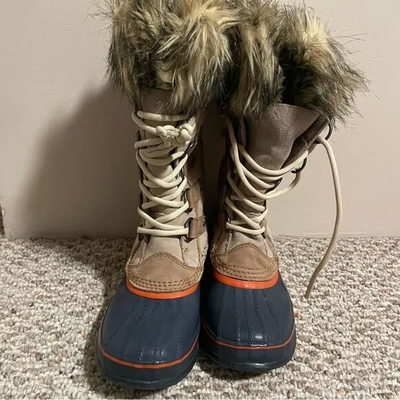 Sorel Joan Of Arctic Tan Waterproof Lined Shearling Winter Boots- Size 7